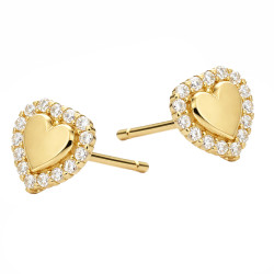 Kolczyki złote serce blask z cyrkoniami, złoto 585