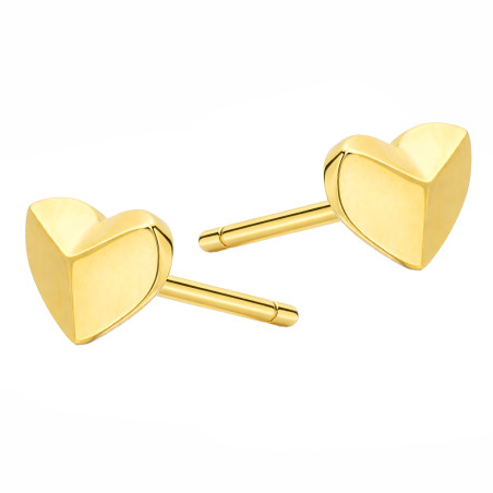 Kolczyki serca 3D geometryczna forma, złoto próby 375