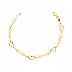 Bransoletka złota z sercami, złoto próby 375