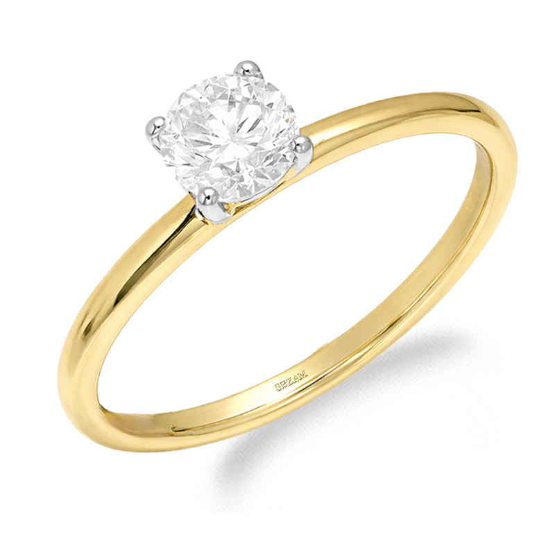 Pierścionek Soliter z diamentem laboratoryjnym 0,56 ct, złoto 585