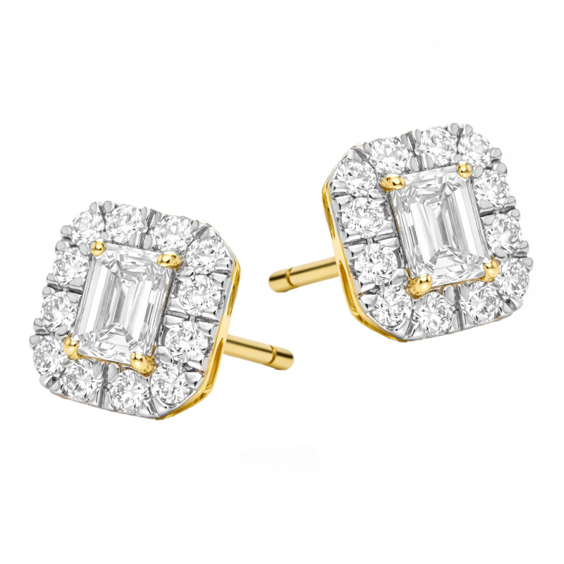 Kolczyki złote z diamentami laboratoryjnymi 0,48 ct, złoto 585