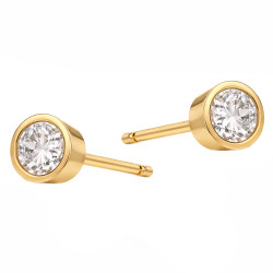 Kolczyki z diamentami laboratoryjnymi 0,21 ct ze złota 585 w gładkiej oprawie