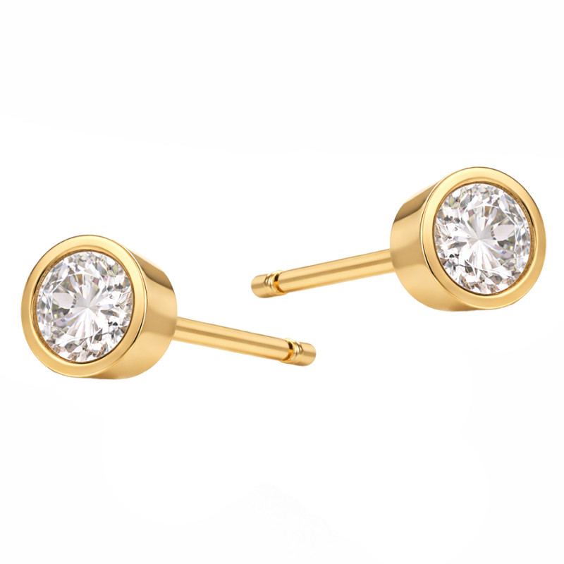 Kolczyki z diamentami laboratoryjnymi 0,21 ct ze złota 585 w gładkiej oprawie