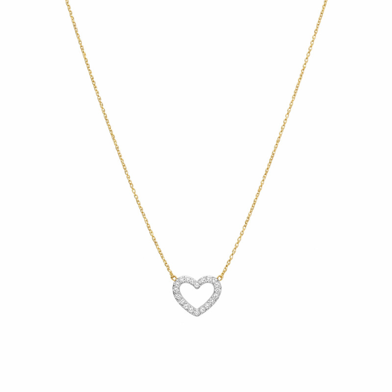 Naszyjnik z sercem wysadzanym diamentami 0,06 ct, złoto 585