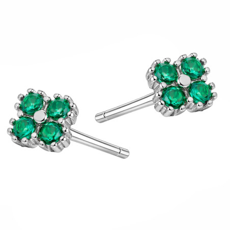 Kolczyki srebrne z cyrkoniami zielonymi, srebro 925