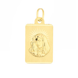 Medalik złoty Matka Boska Bolesna na blaszce, próba 585