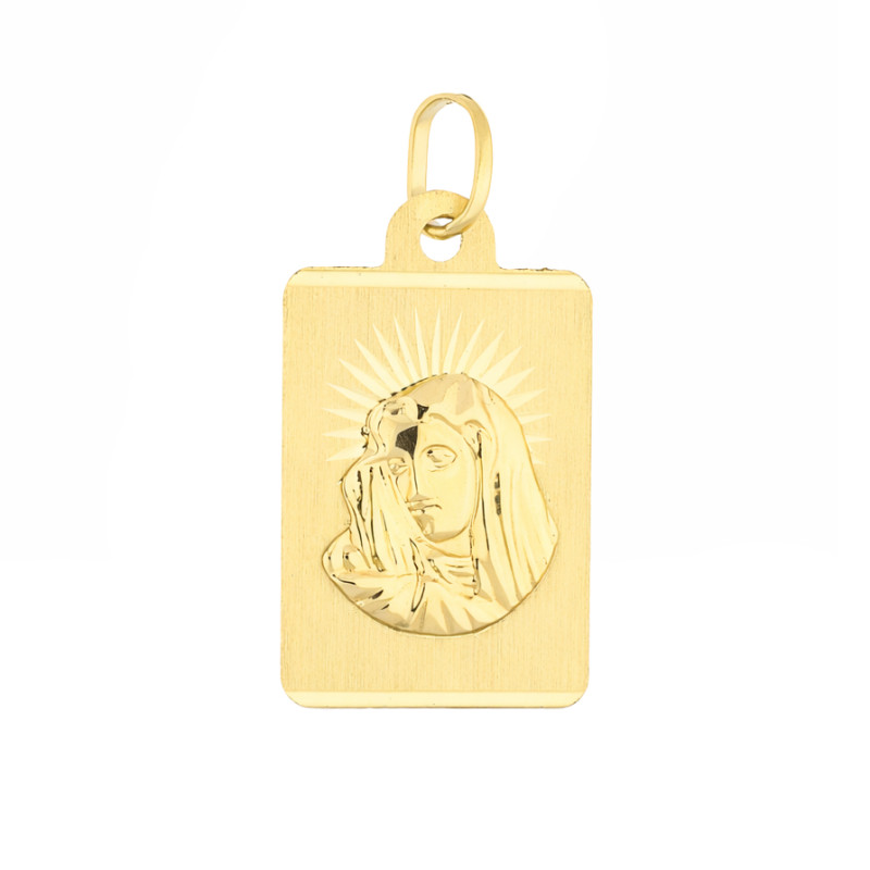 Medalik złoty Matka Boska Bolesna na blaszce, próba 585