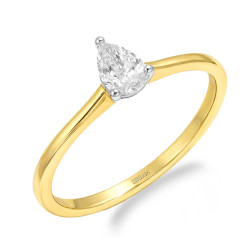 Pierścionek z diamentem laboratoryjnym 0,46 ct o szlifie gruszka, złoto 585