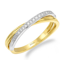 Pierścionek przeplatany LINE z diamentami 0,102 ct, złoto 585