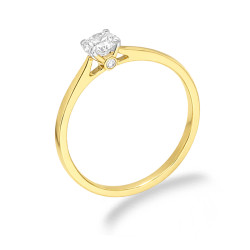 Pierścionek Soliter z diamentami w koronie masa kamieni 0,235 ct, złoto 585