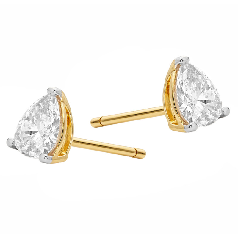 Kolczyki z diamentami laboratoryjnymi 0,74 ct szlif gruszka, złoto 585