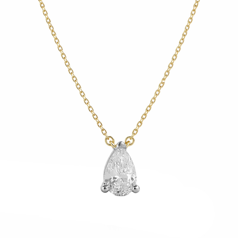 Naszyjnik z diamentem laboratoryjnym o szlifie gruszka 0,44 ct, złoto 585