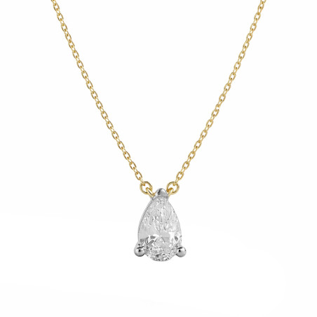 Naszyjnik z diamentem laboratoryjnym o szlifie gruszka 0,44 ct, złoto 585