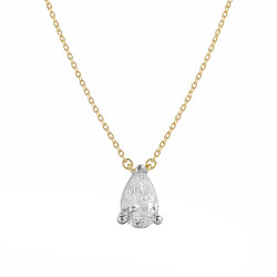 Naszyjnik z diamentem laboratoryjnym o szlifie gruszka 0,46 ct, złoto 585