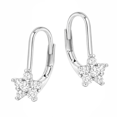 Kolczyki dla dziewczynki kwiatki z białymi cyrkoniami, srebro 925