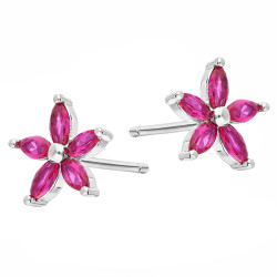 Kolczyki z cyrkonią w kolorze fuksji, srebro 925