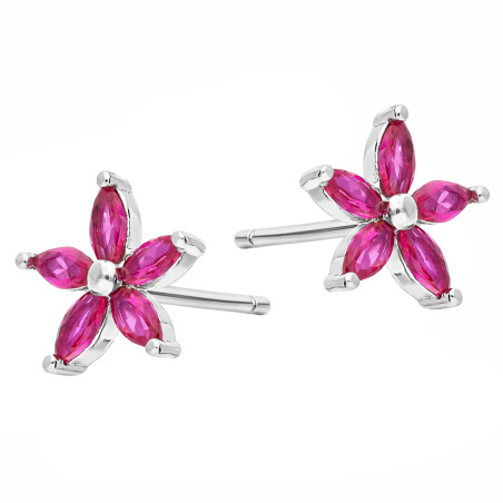 Kolczyki z cyrkonią w kolorze fuksji, srebro 925