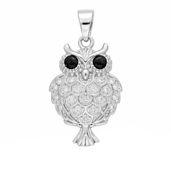 Wisiorek sowa z cyrkoniami, srebro 925