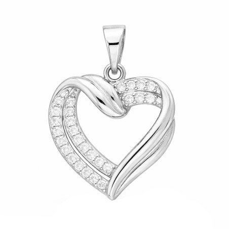 Serduszko zawijane z cyrkoniami, srebro próby 925