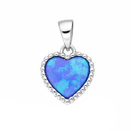 Serduszko z opalem niebieskim jubilerskim, srebro próby 925