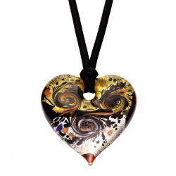 Naszyjnik OVER serce ze szkła Murano na czarnym aksamitnym sznurku