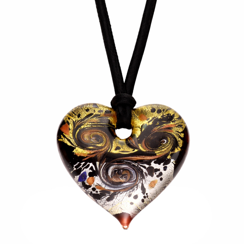 Naszyjnik OVER serce ze szkła Murano na czarnym aksamitnym sznurku