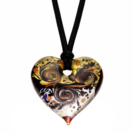 Naszyjnik OVER serce ze szkła Murano na czarnym aksamitnym sznurku