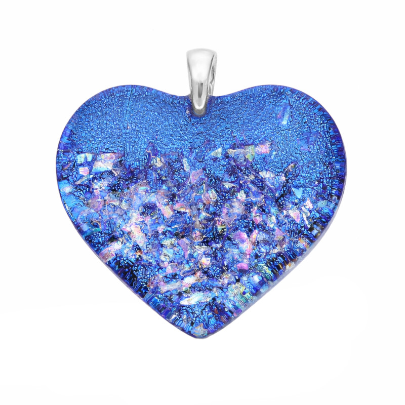 Serduszko ze szkła Murano HEART, koluszko srebrne próby 925