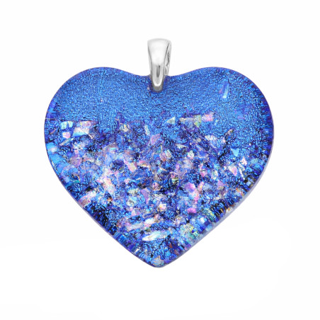 Serduszko ze szkła Murano HEART, koluszko srebrne próby 925