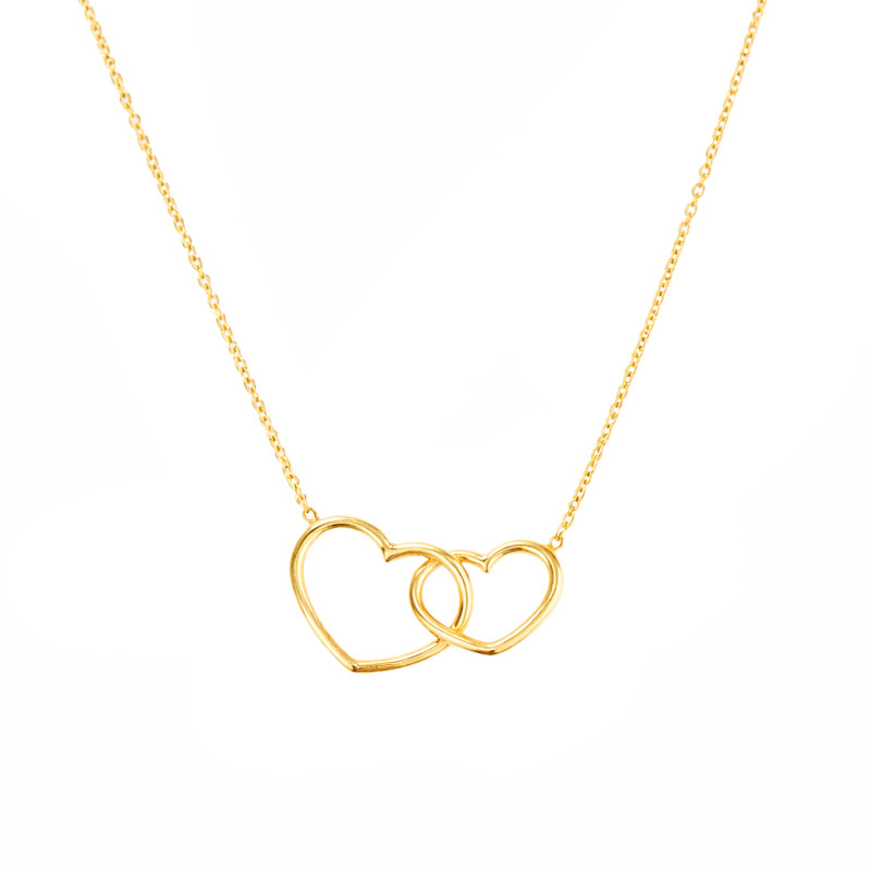 Złoty Naszyjnik Dwa Serca Próba 585 - JubilerSezam.pl