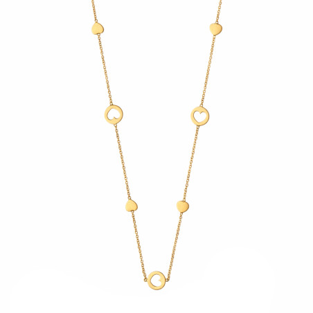 Naszyjnik z sercami wyciętymi w kole, złoto próby 585