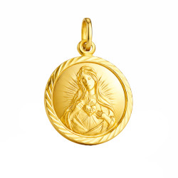 Medalik Serce Maryji w kole, złoto próby 585