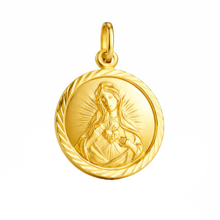 Medalik Serce Maryji w kole, złoto próby 585
