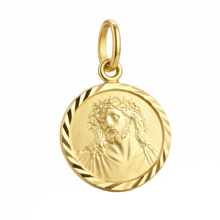Medalik głowa Pana Jezusa w cierniowej koronie, złoto 585