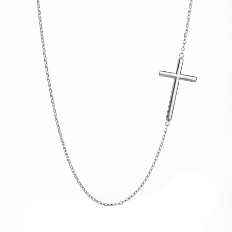 Naszyjnik z krzyżykiem z białego złota 585