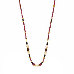 Naszyjnik z granatami, agatami fasetowanymi i kryształkami Swarovski, srebro 925