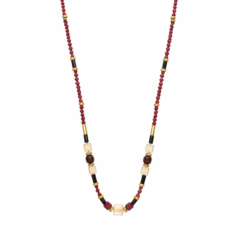 Naszyjnik z granatami, agatami fasetowanymi i kryształkami Swarovski, srebro 925