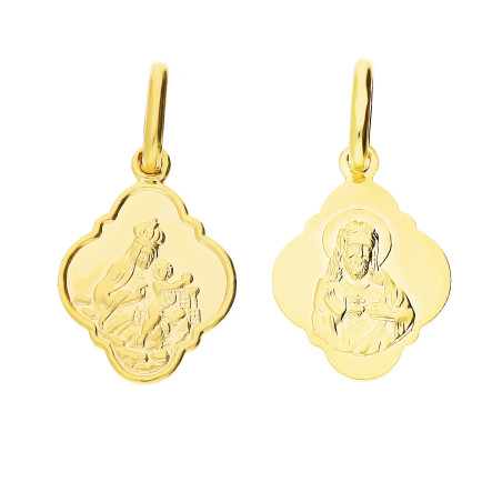 Medalik Szkaplerz romb falbanka, złoto 585