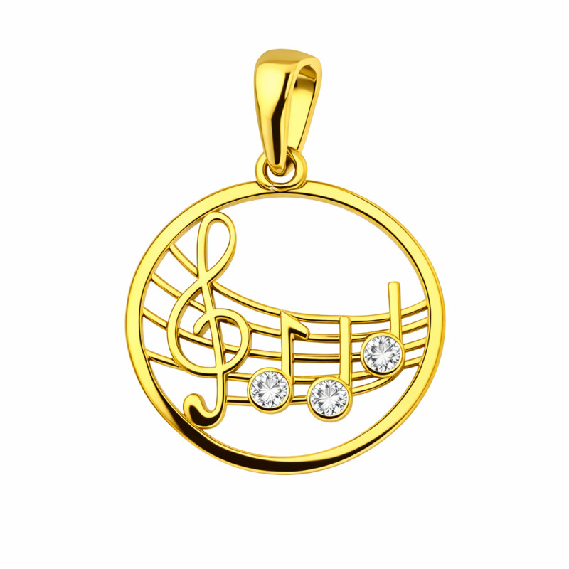 Wisiorek złoty klucz wioloniwy i nuty na pięciolinii, próba 585