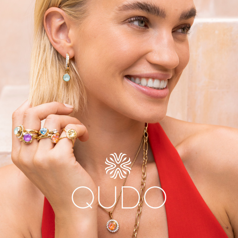 Element stalowy do pierścionka QUDO Tondo Deluxe kamień w kolorze Crystal Soft Rose Ignite