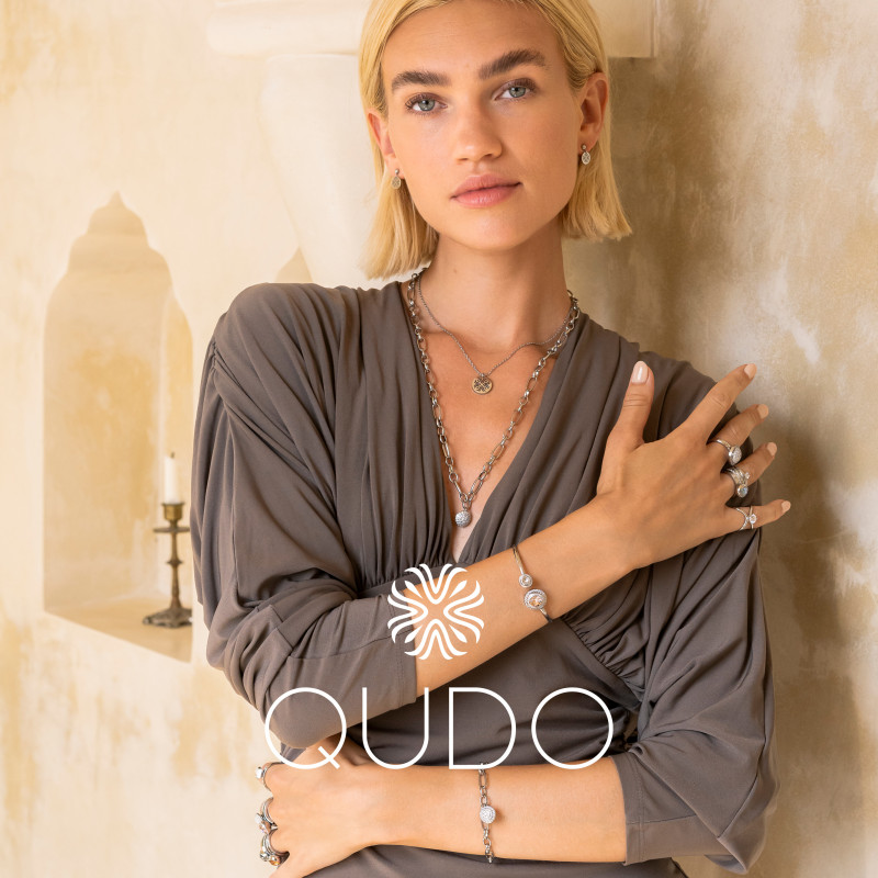 Element stalowy do pierścionka QUDO Tondo Deluxe kamień w kolorze Crystal Serene Gray Delite