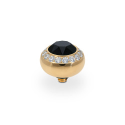 Element stalowy do pierścionka QUDO Tondo Deluxe kamień w kolorze Jet