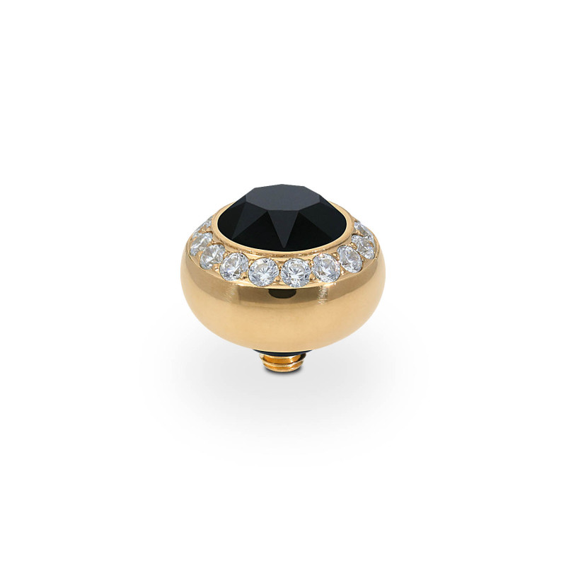 Element stalowy do pierścionka QUDO Tondo Deluxe kamień w kolorze Jet
