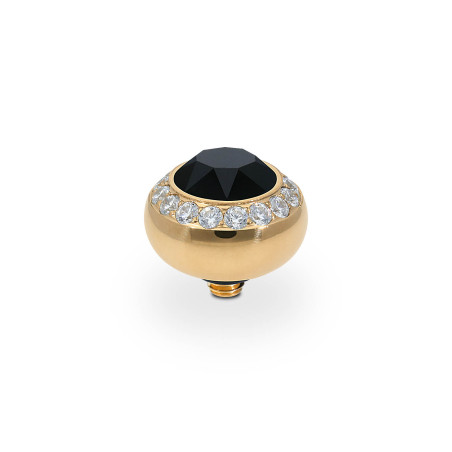 Element stalowy do pierścionka QUDO Tondo Deluxe kamień w kolorze Jet