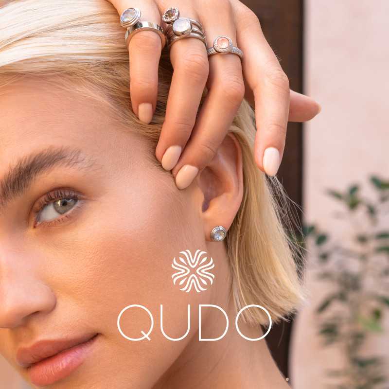 Element stalowy do pierścionka QUDO Tondo Deluxe kamień w kolorze Crystal