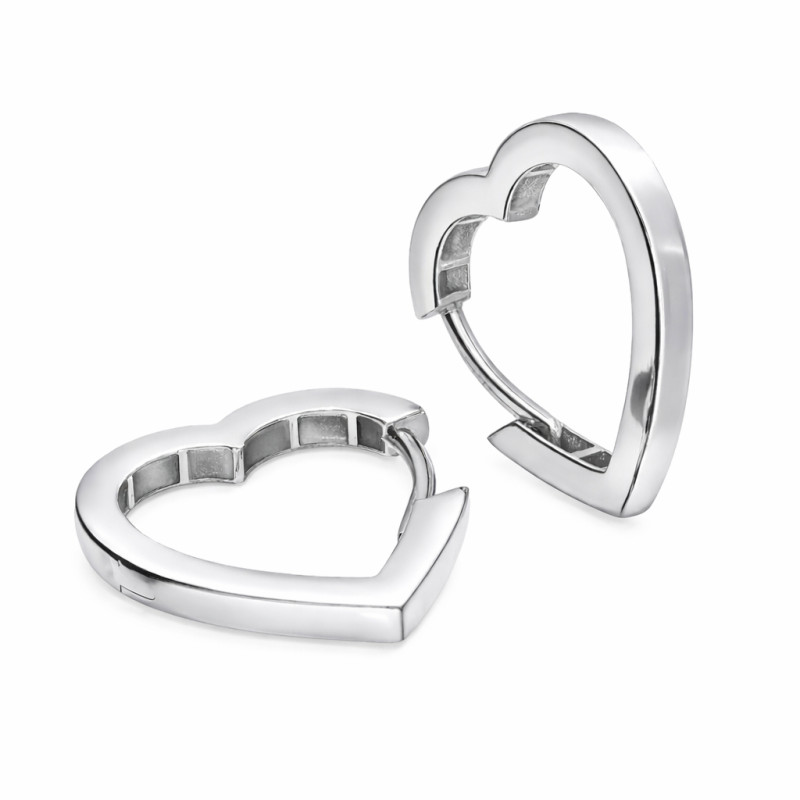 Kolczyki srebrne w kształcie serca, próba 925