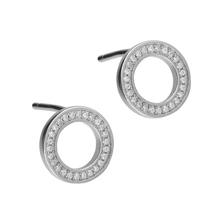 Kolczyki srebrne koła z cyrkoniami, próba 925