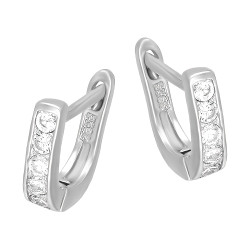 Kolczyki dla dziewczynki przecinki z białymi cyrkoniami, srebro 925