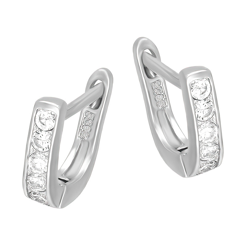 Kolczyki dla dziewczynki przecinki z białymi cyrkoniami, srebro 925