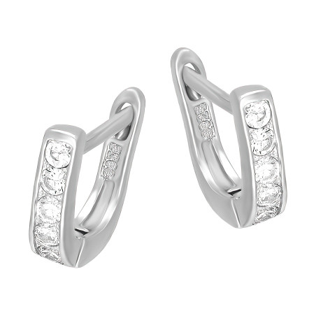 Kolczyki dla dziewczynki przecinki z białymi cyrkoniami, srebro 925